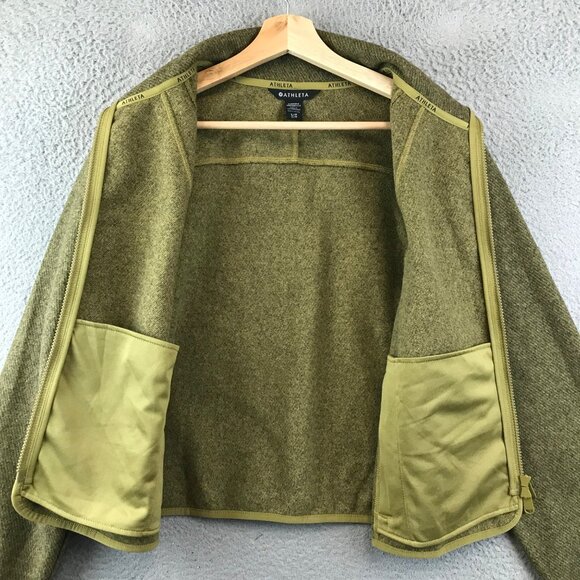 Athleta Full Zip Jacket Stand Up Collar Olive Green Women's Size L - Picture 4 of 13